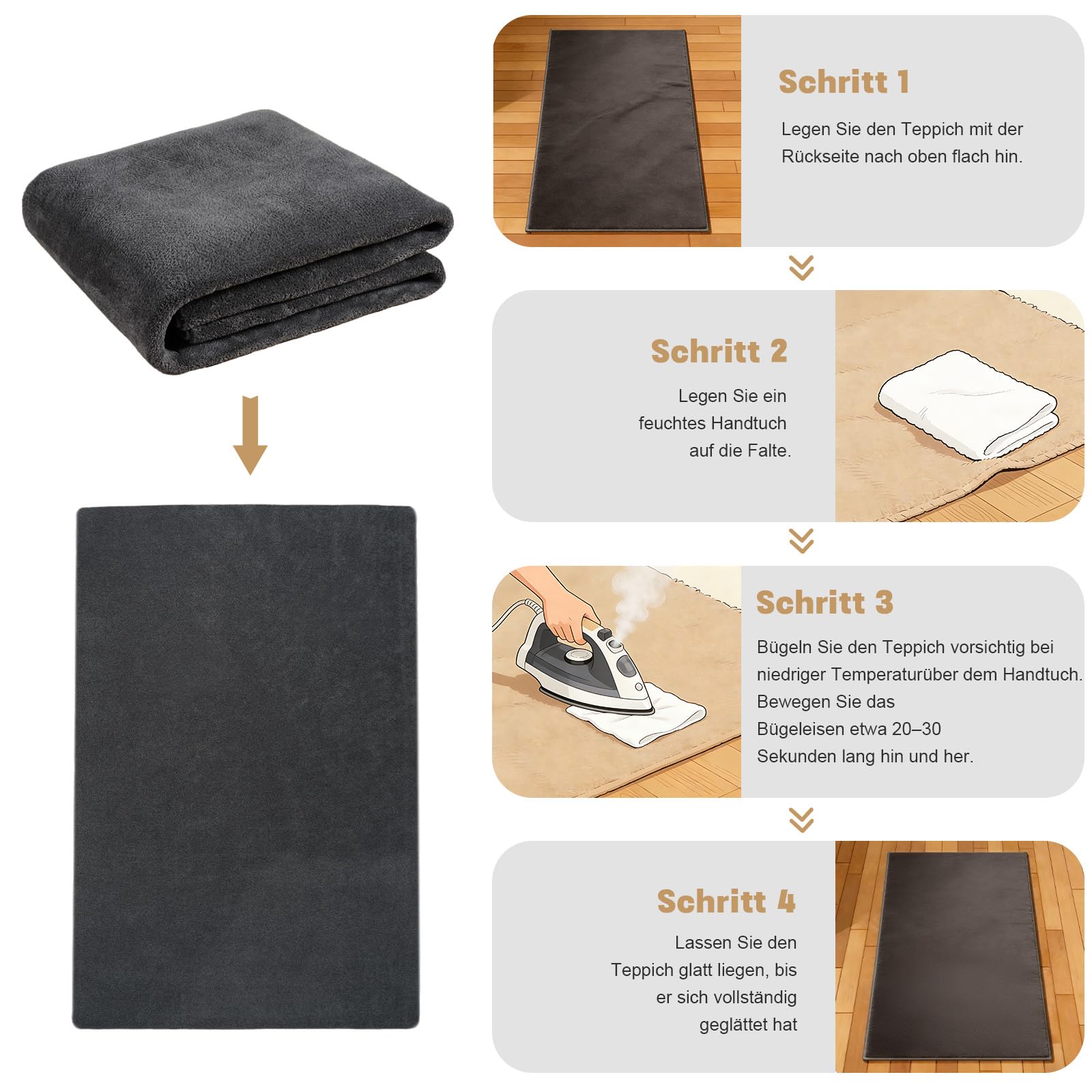 Rezutan Teppich Wohnzimmer Groß 160x230cm-Grau, Waschbarer Kurzflor Teppich | Flauschig Weich & Rutschfest, Einfarbiges, Modernes Design für Wohnzimmer, Kinderzimmer, Flur und Büro