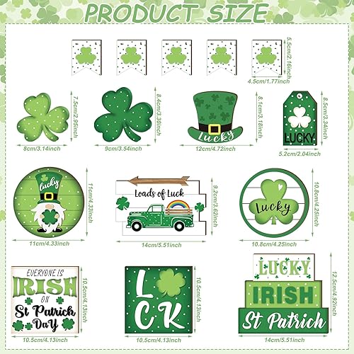 Miniatura 3 de 15 piezas de decoración de bandeja escalonada para el día de San Patricio bandeja escalonada para el día de San Patricio bandejas de trébol letreros