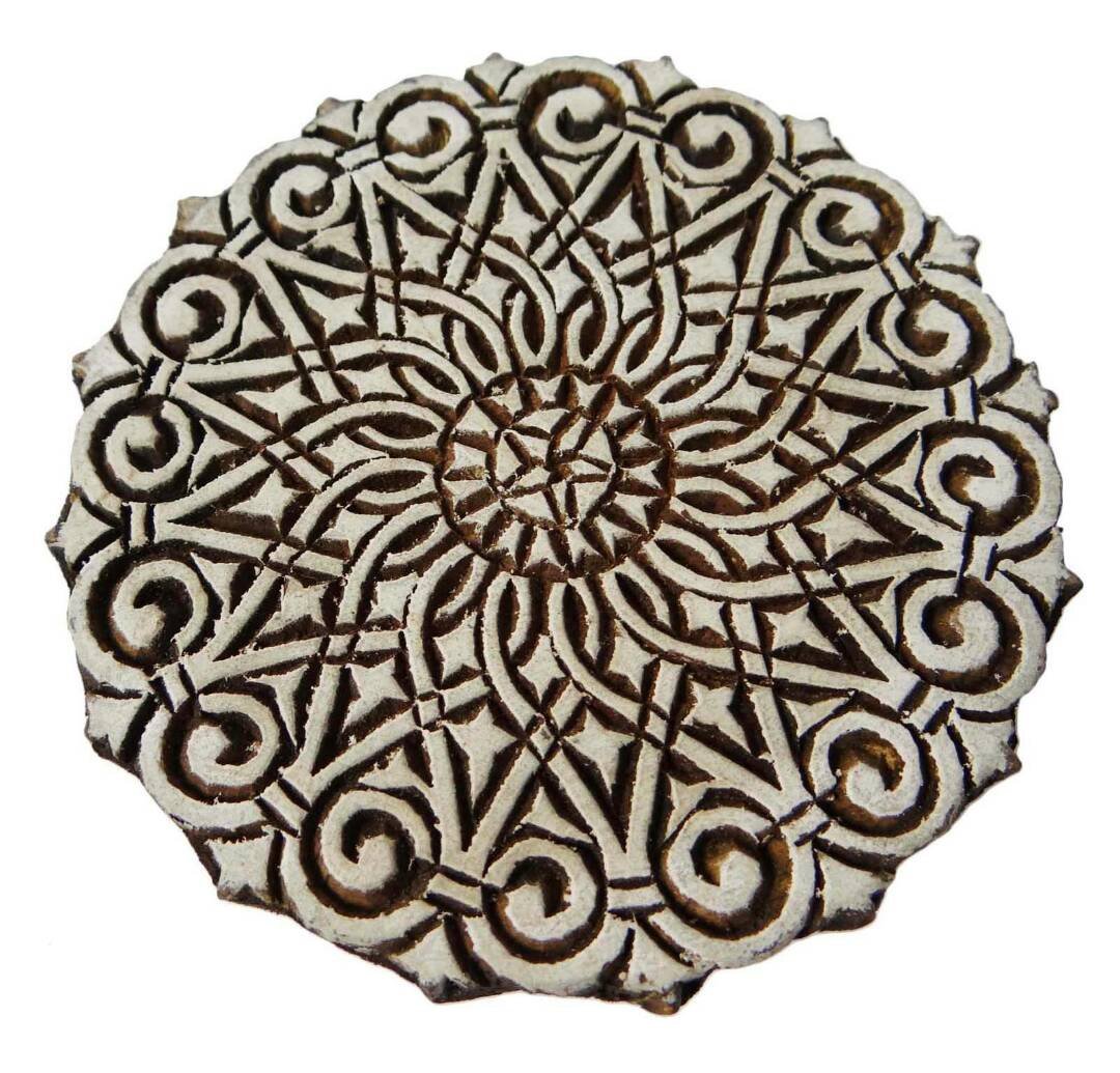 Fancy Handicraft .Round Pattern Mughal Design Wooden Printing Stamp