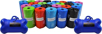 Downtown Pet Supply Rainbow Paw Print Poop Bags 520 CT & 2 Dispensers - Leak-Proof, Unscented, Clips to Dog Leashes & Harnesses
