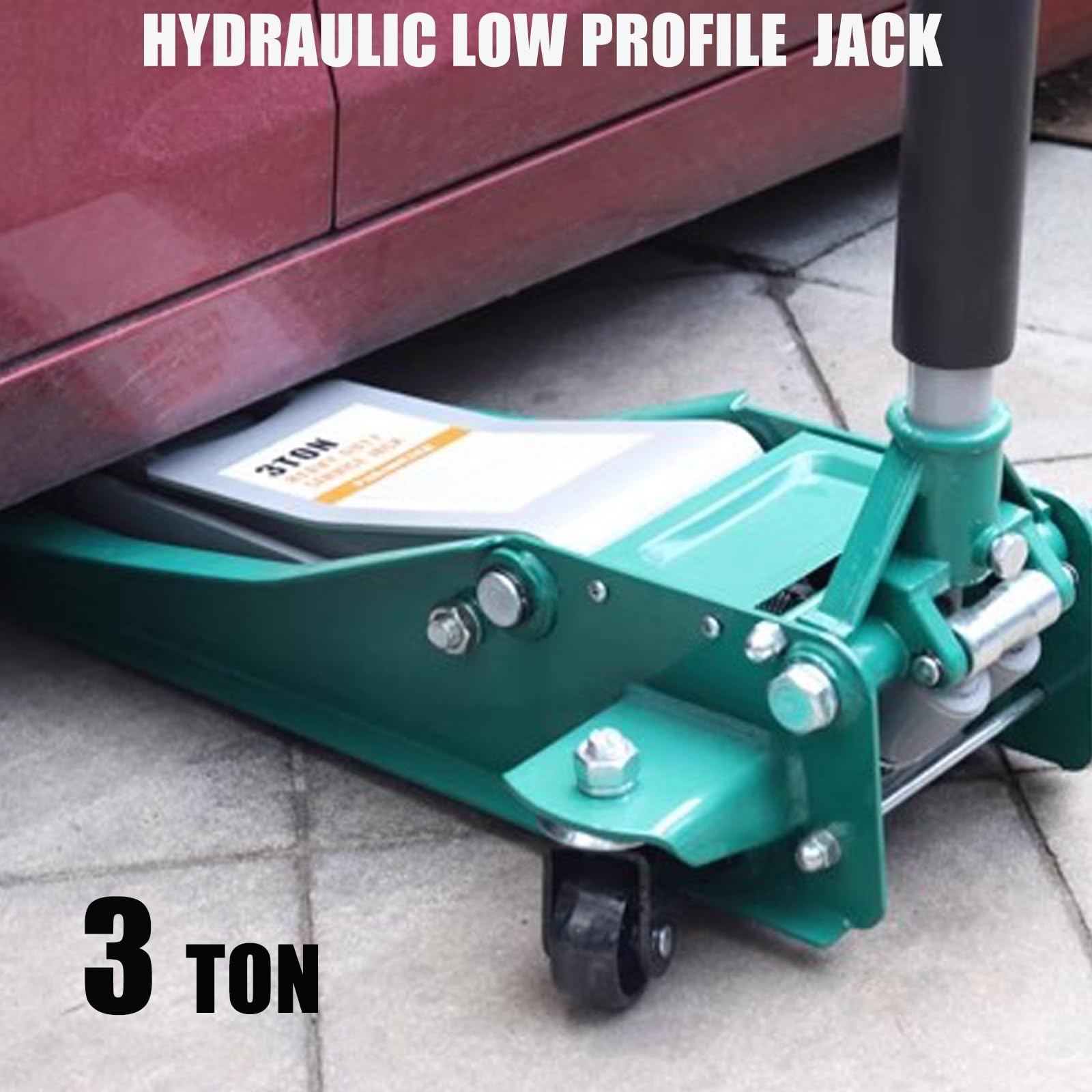 Hydrauliczny podnośnik podłogowy, pojemność 3 ton, przenośny, ręczny z podwójnymi pompami do szybkiego podnoszenia, zawór bezpieczeństwa
