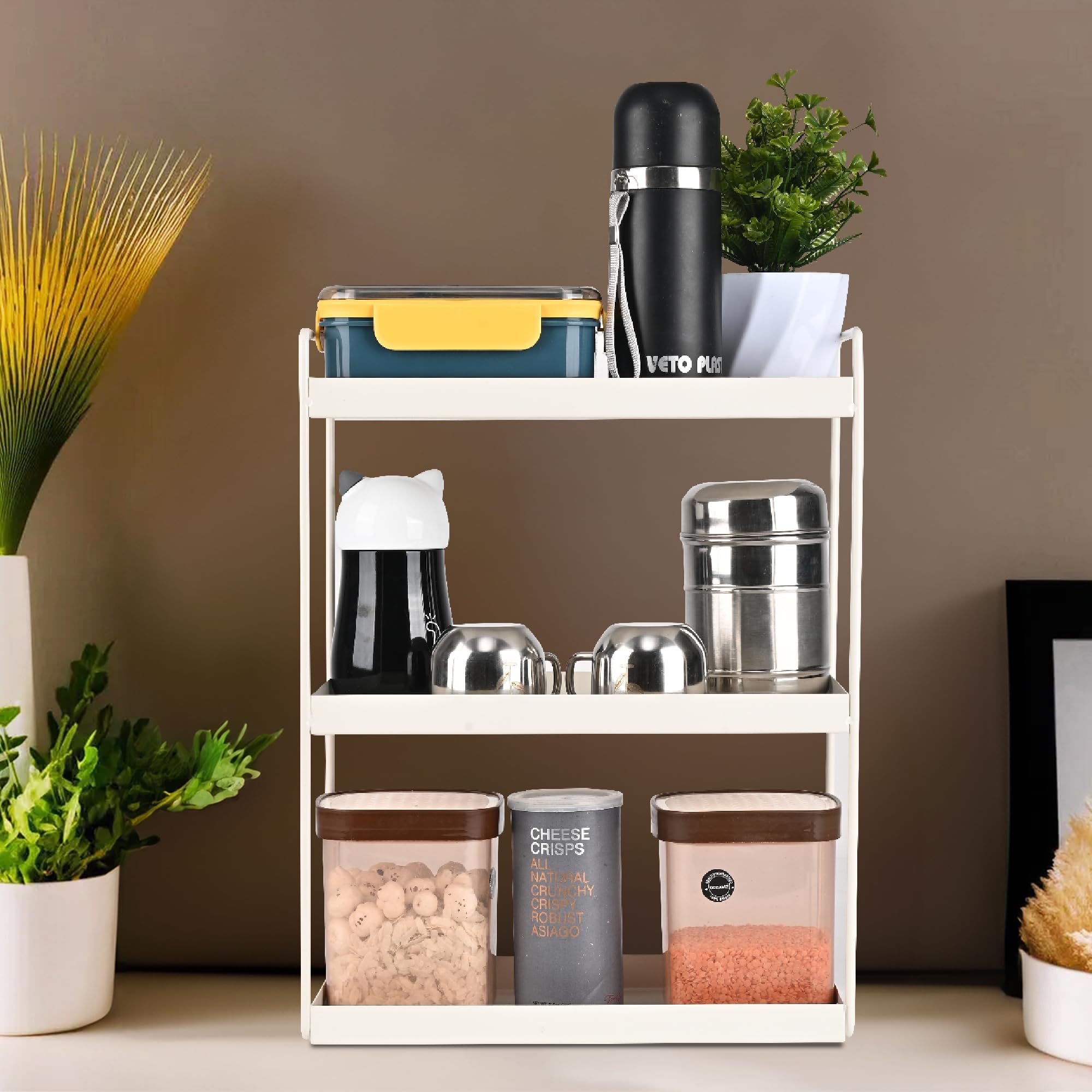 Kuber Industries Multipurpose 3-Tier Metal Racks for Kitchen Storage | Modern & Space-Saving Design | Versatile Spice Rack Organizer for Pantry, Oil Stand & Countertop Use | White (B0DFWWSYV7) Amazon Price History, Amazon Price Tracker