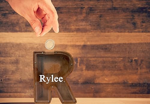 Vista 115 de Alcancía grande de madera personalizada para niños, alcancía con nombre personalizado, alcancía (nombre grabado láser) letras del alfabeto