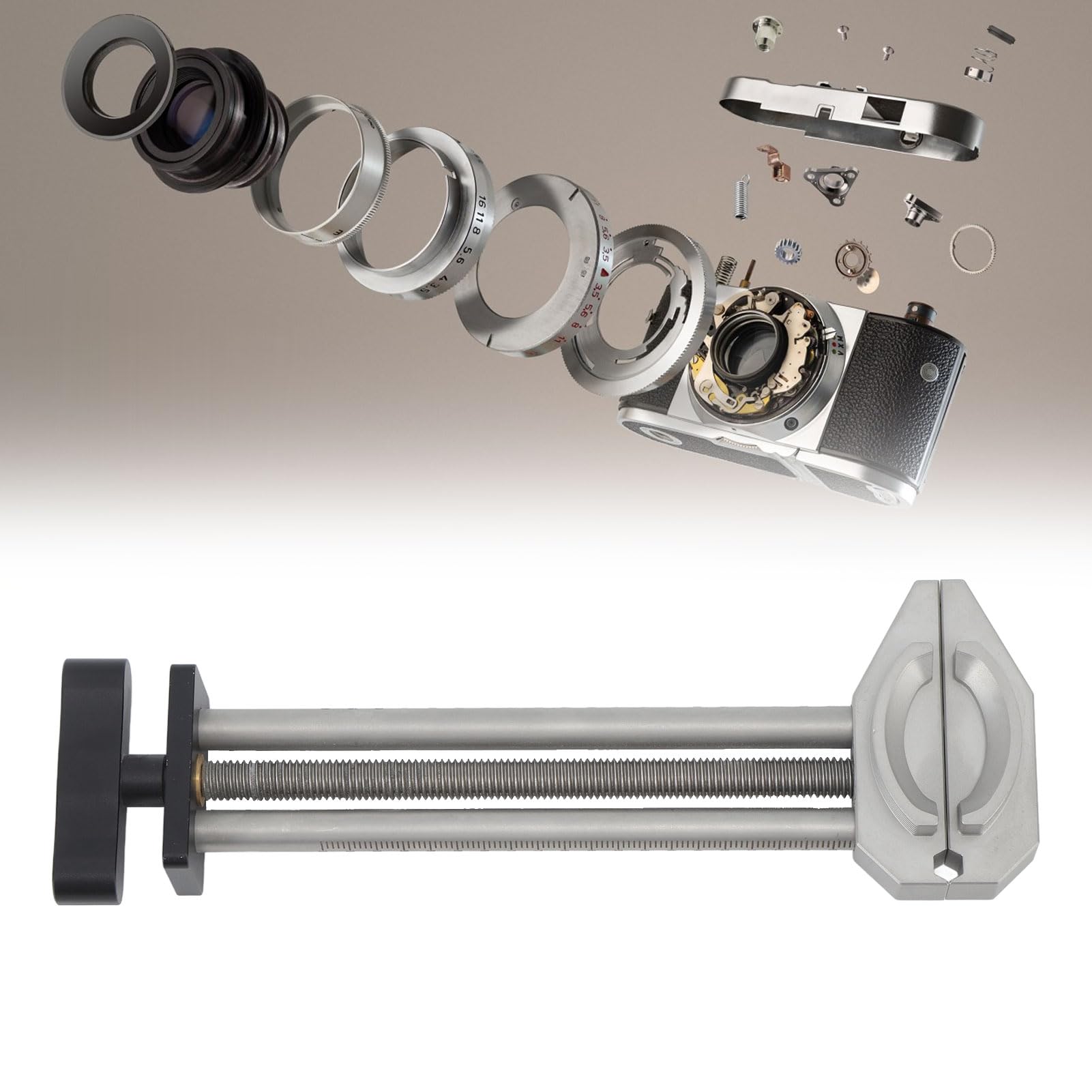 Kit Strumenti ZASCHMOY Per Riparazione Obiettivi – Morsa Regolabile 12-90mm, Punte Intercambiabili, Lega Di Alluminio