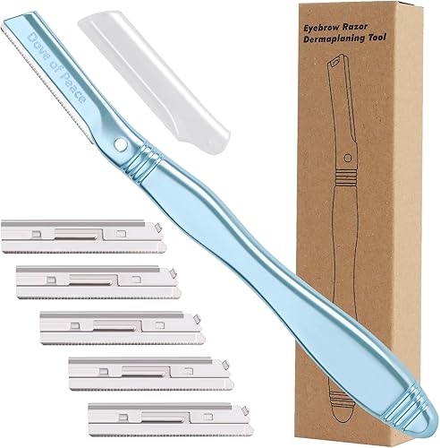 Cuchillo de cejas, herramienta de dermaplaning metal (azul real)