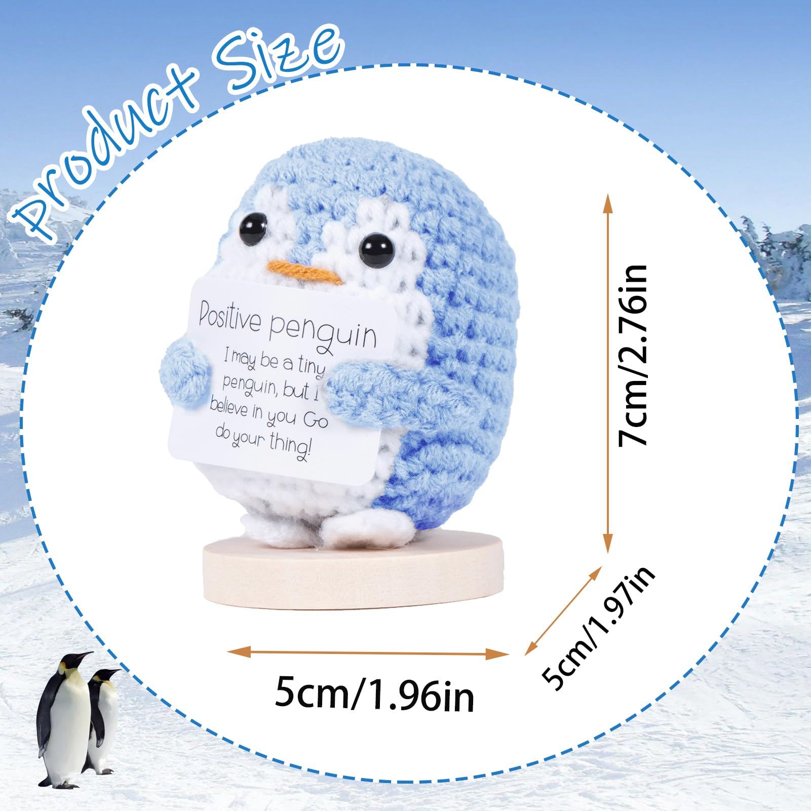 Pocket Hug Positiver Pinguin – Gestrickter Engel-Pinguin Mit Flügeln & Glückskarte (Handmade, Für Deko & Geschenk)
