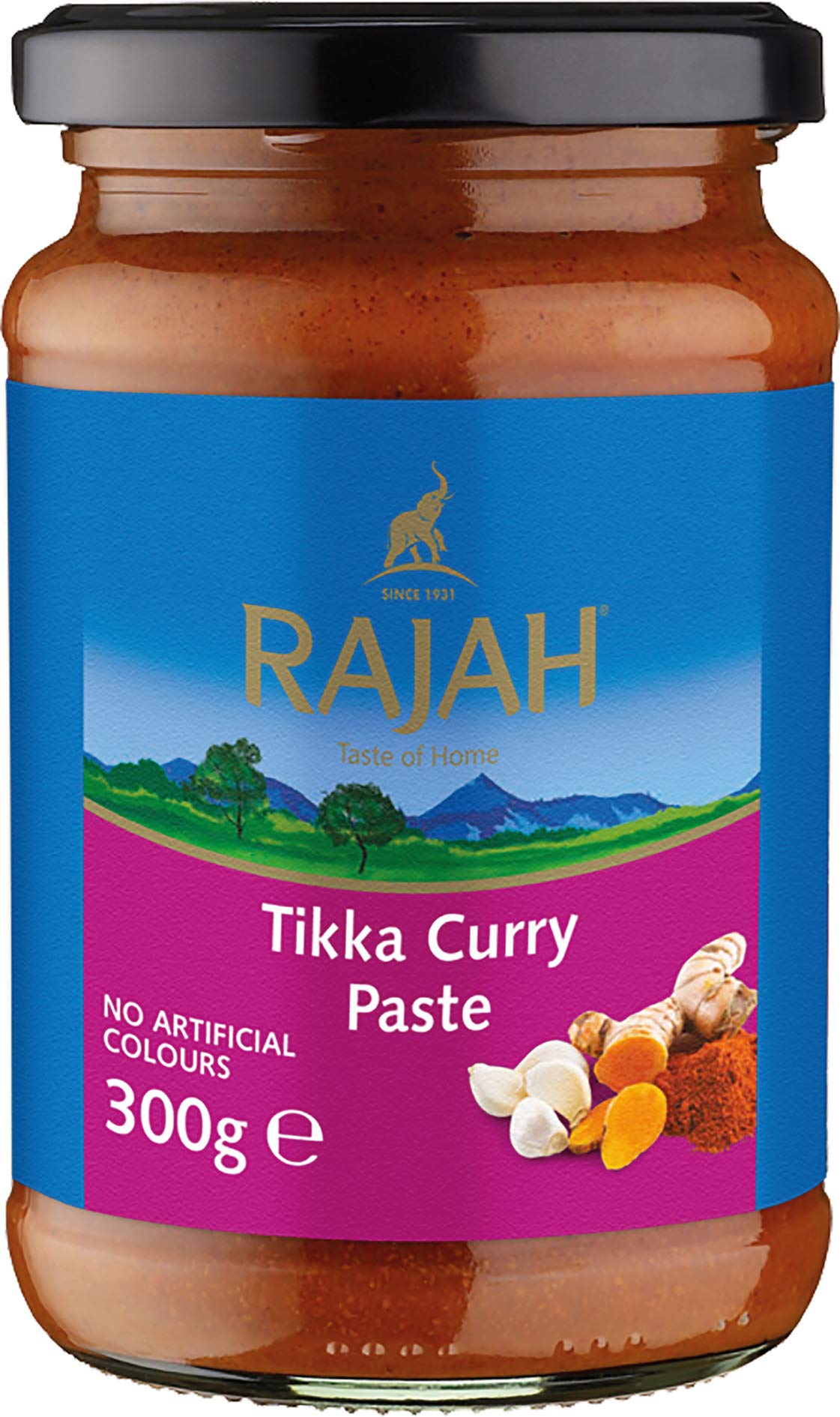Rajah Tikka Currypaste – Scharfe Gewürzpaste angelehnt an das beliebte englische Tikka-Curry – Ideal zum Würzen von Fleisch, Fisch oder Gemüse – 1 x 300 g