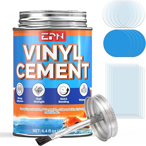 EPN Vinyl Cement, 4.4 oz Pool Patch Repair Kit with 15 PVC Repair Patches