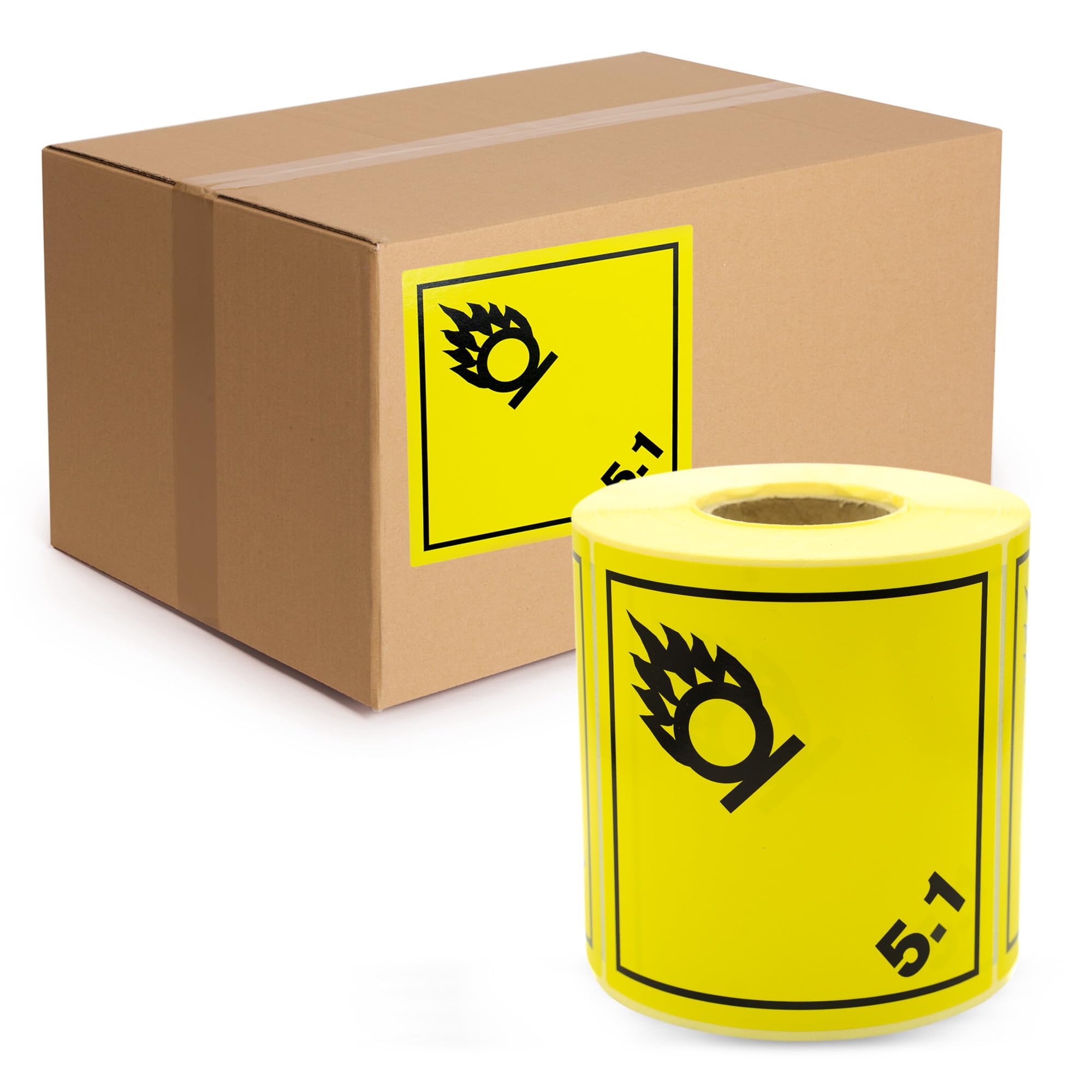 Lot de 500 étiquettes pour produits dangereux classe 5.1 - Substances inflammables (oxydantes) - Autocollants ADR - Étiquettes de transport autocollantes