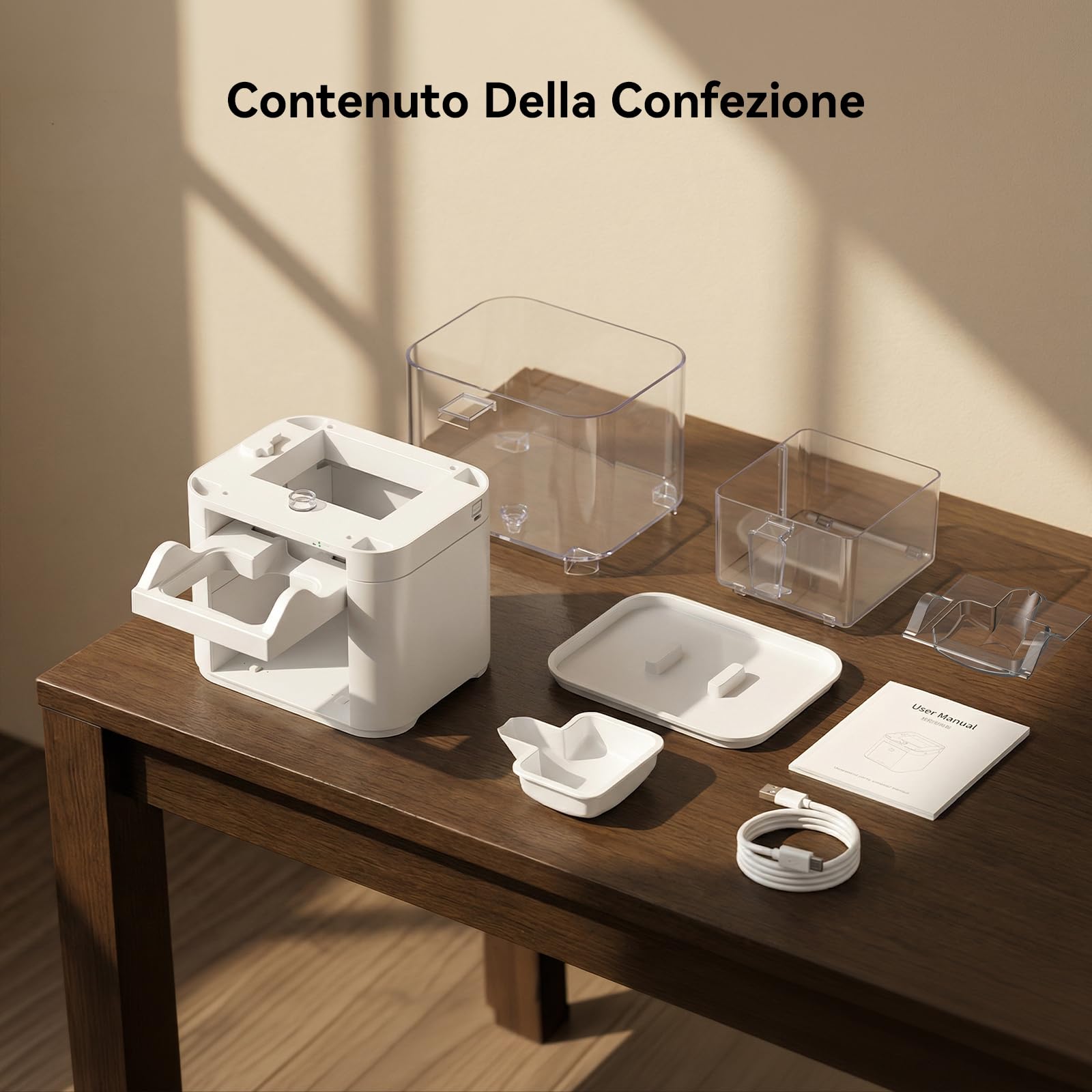 Redkey A10 Fontanella per Gatti senza Fili 4L Capacità, 4000mAh con Rilevamento a Infrarossi, senza Filtro, Separazione Acqua Pulita/Sporka, Silenziosa, Fontana Gatto con 2 Ciotole usa e Getta