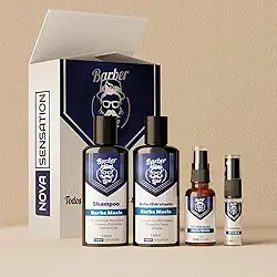 Kit Barba Óleo, Balm, Shampoo e Perfume + Maquina De Barbear e Depilação Masculina (Sem Máquina)