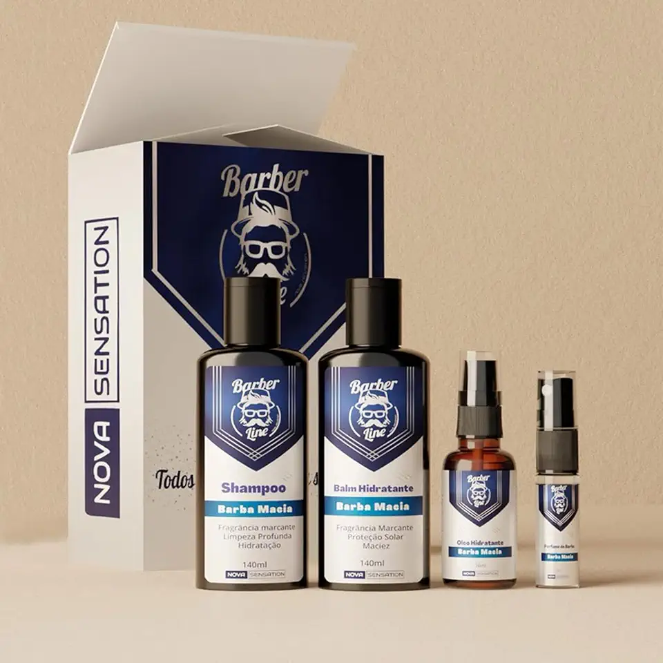 Kit Barba Óleo, Balm, Shampoo e Perfume + Maquina De Barbear e Depilação Masculina (Sem Máquina)