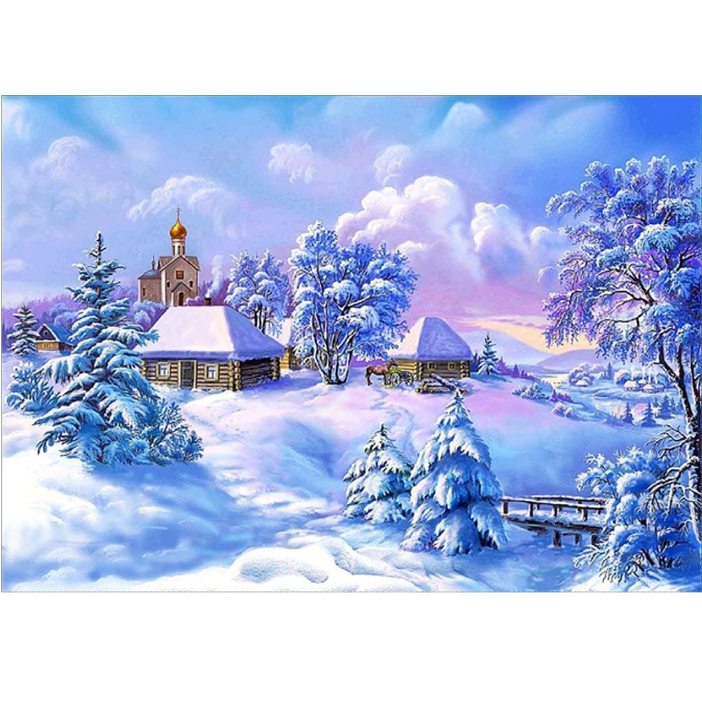Peinture diamant 5D scène de neige pour des soirées créatives et relaxantes en famille
