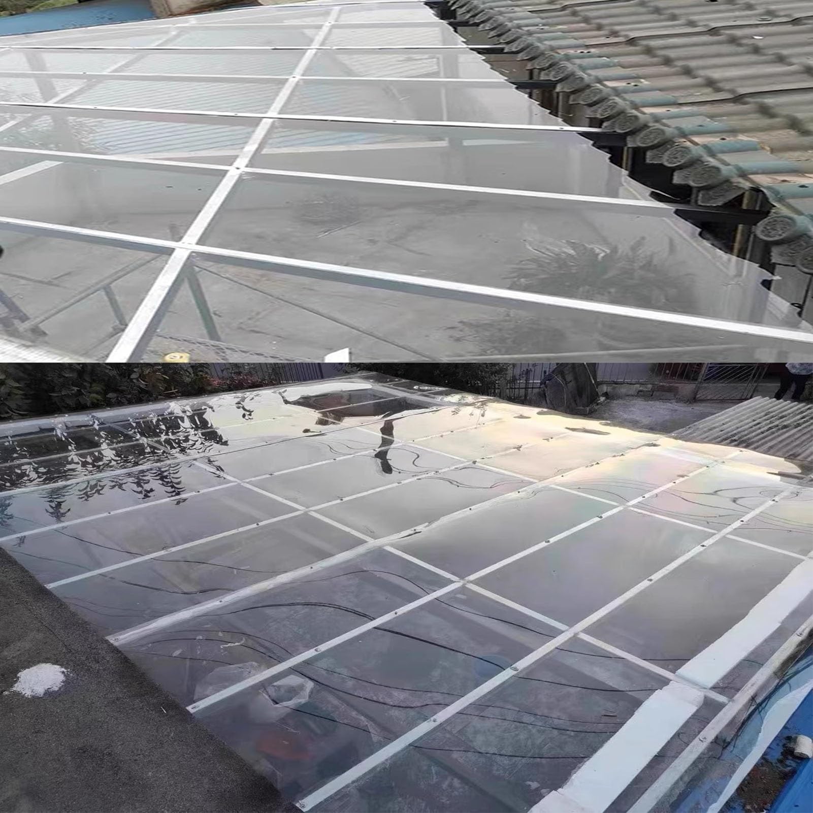 Techos Policarbonato Superficie Lisa Planchas Tejados Paneles Fibra Vidrio Refugios para Mascotas, Escaparates Comerciales(1x8m/3.3x26.2ft)