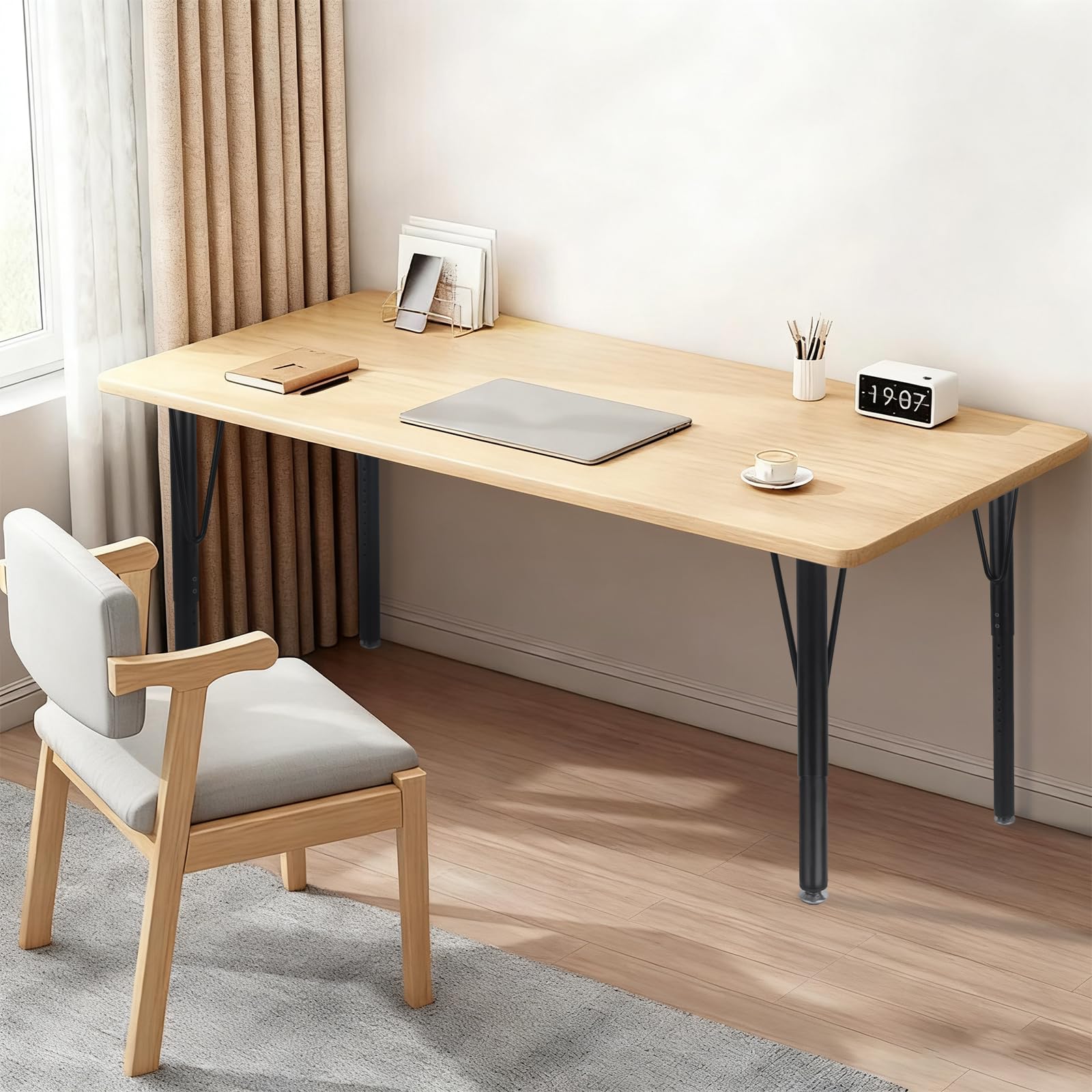 Nogi stołu z regulacją wysokości, 45-75 cm, nogi stołu, metalowe, czarne, 4 nóżki meblowe, regulowane do mebli DIY, na biurko, stół jadalny, stolik kawowy, stół biurowy