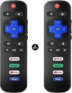 (Pack of 2) Universal Remote Control for All Roku TV, Compatible with TCL Roku/Hisense Roku/RCA Roku/Sharp Roku/Sanyo Roku/Insignia Roku/Philips Roku Smart TVs Not for Roku Stick and Box