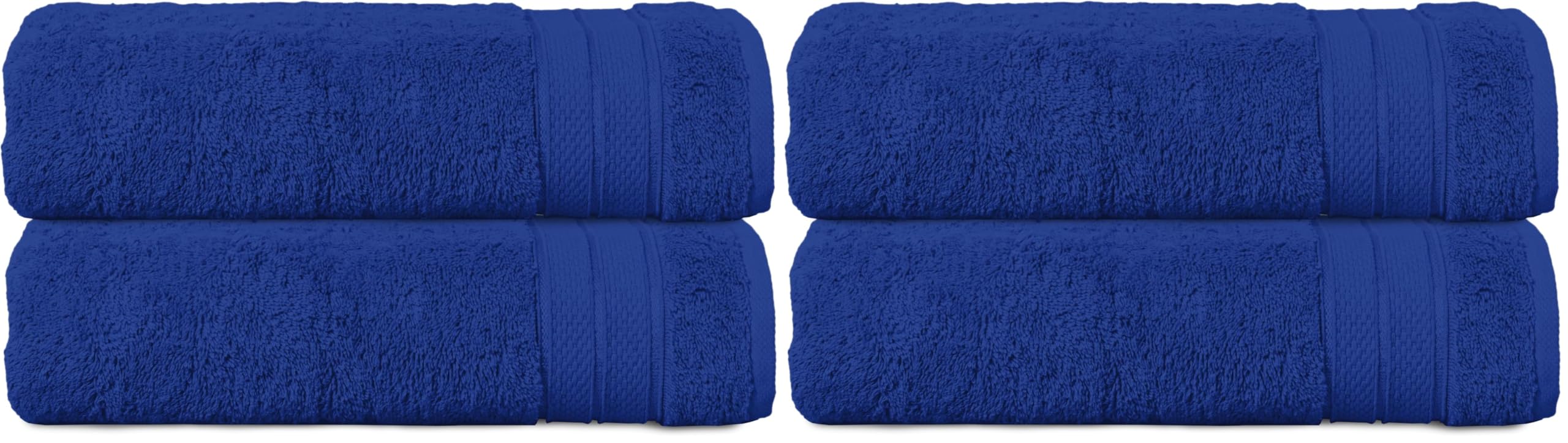 Elegant Comfort Three Line Popcorn Towel Set for Bathroom 27 x 54 inches, Premium Hotel Quality 4-Pack Bath Towels, 100% Turkish Cotton, Soft and Durable, Quick Dry and Highly Absorbent, Cobalt Blue