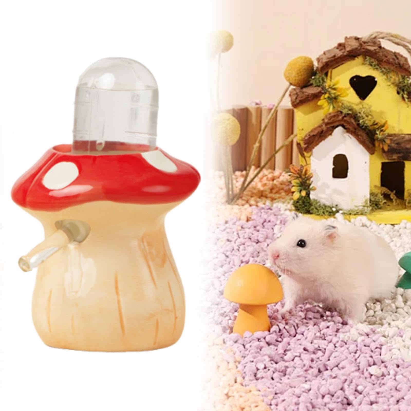 Generic Hamster Water Bottle,Small Pet Supplies Drinking Creative with Stand Ceramic for Rat Ferret Gerbil Small Animals Chinchilla, Red