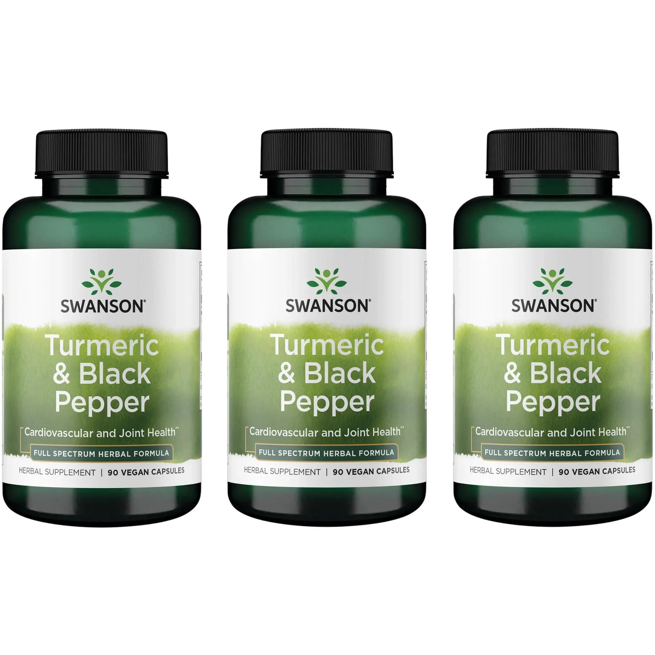 Turmeric & Black Pepper - Curcumin Supplement to Support Digestion, Circulation & Joint Health - Antioxidant Support* - Organic, Non-GMO & Gluten-Free - 90 Vegan Capsules (3 Pack)