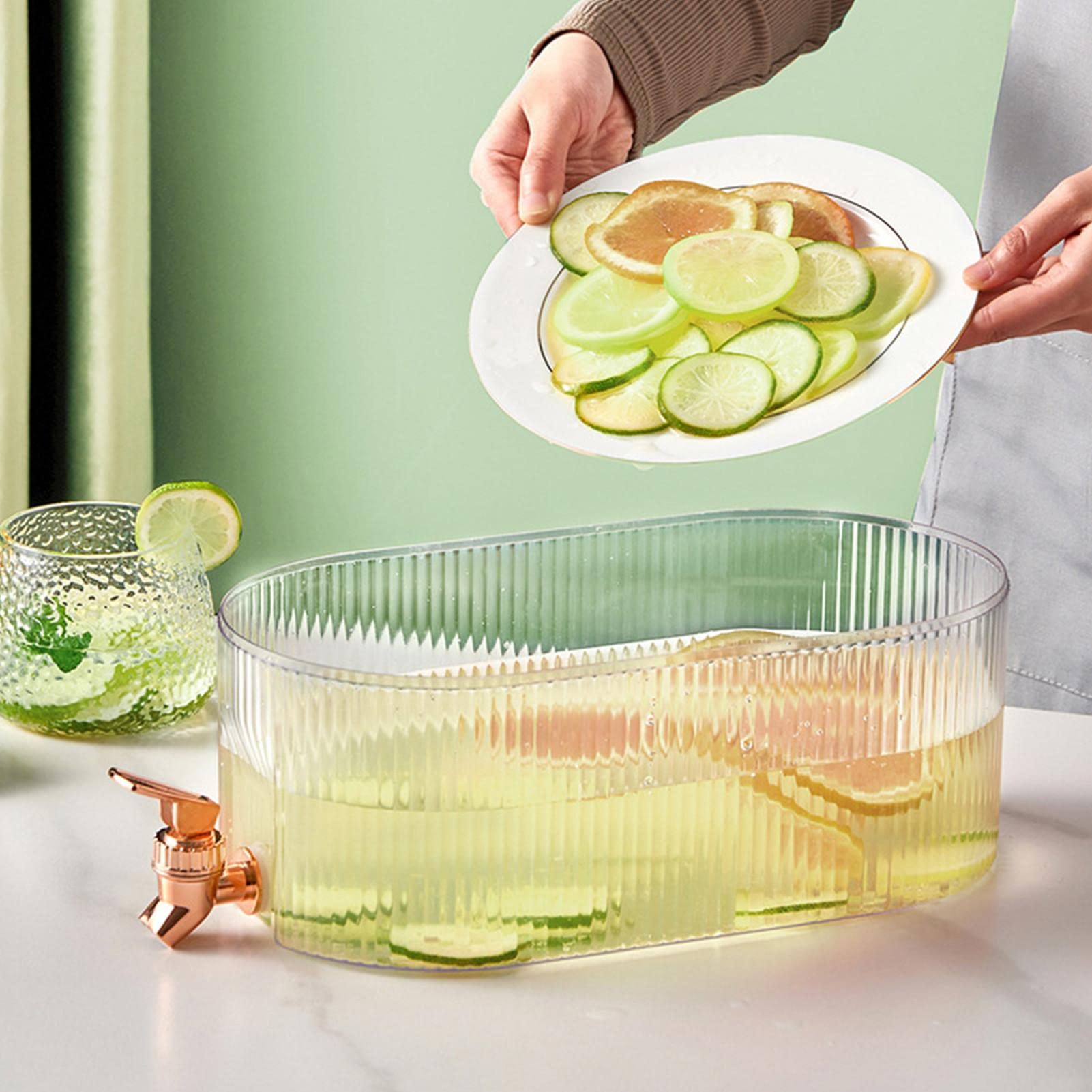 Distributeur D’Eau Froide 5L Avec Robinet – Pichet Réfrigérateur Infuseur Fruits, Boissons Limonade, Blanc