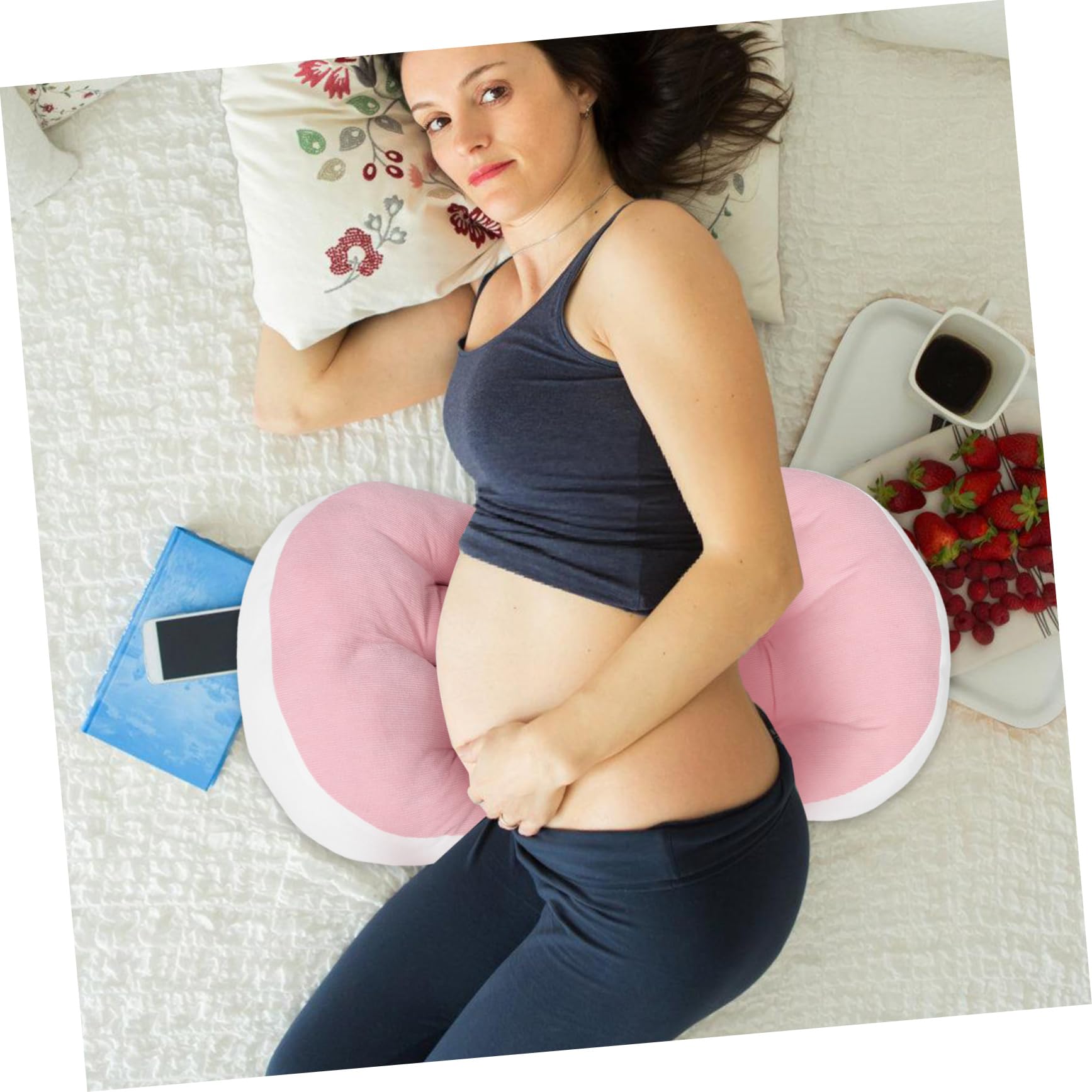 Abaodam Cuscino Maternità Forma Di u Per Supporto Lombare Cuscino Per Dormire Laterale e Sollievo Dal Dolore Per Gravidanza e Allattamento