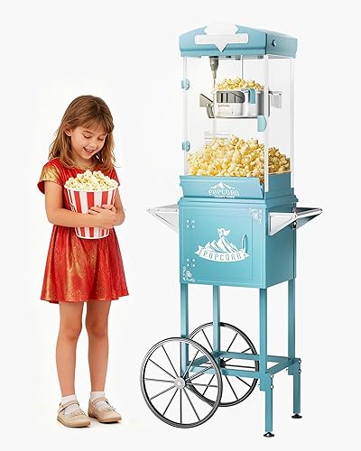 Miniatura 16 de Carro comercial de máquina de palomitas de maíz de 20 onzas, máquina para hacer palomitas de maíz mejorada con hervidor de acero inoxidable que hace