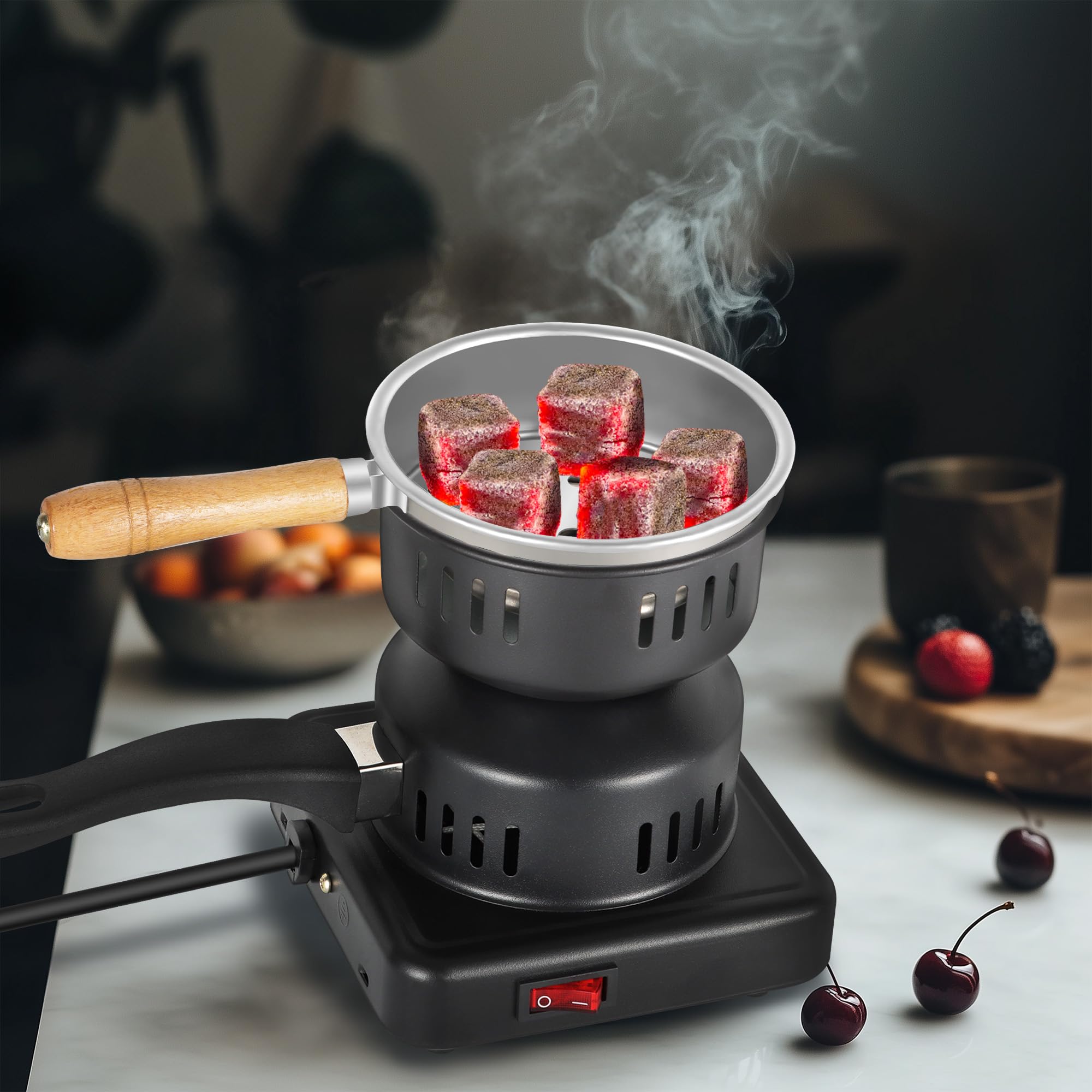 Elektryczna zapalarka do węgielków do sziszy, 500 W, elektryczna zapalarka do węgielków, grill węglowy, zapalarka Charcoal Burner (czarna)