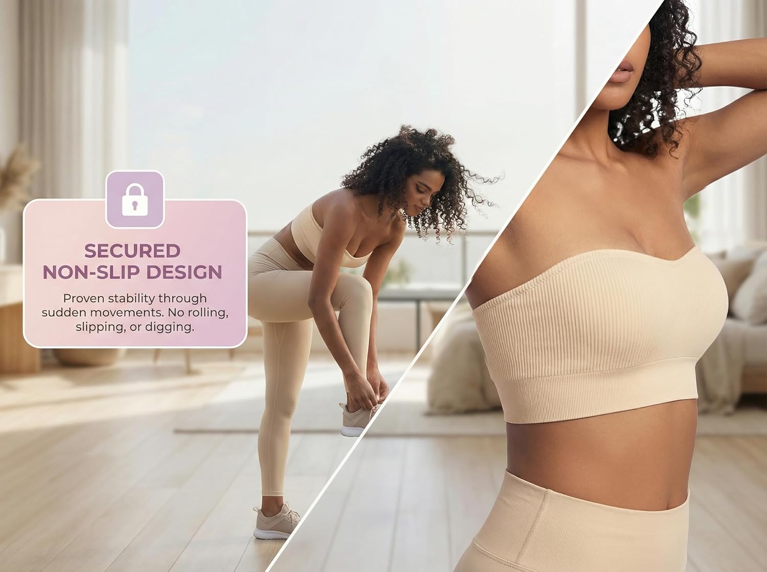 PRETTYWELL Strapless Bra for Women Ribbed Seamless Non-Slip Comfort Padded Wireless Bandeau Bras Wireless Tube Top Bra - Image 6