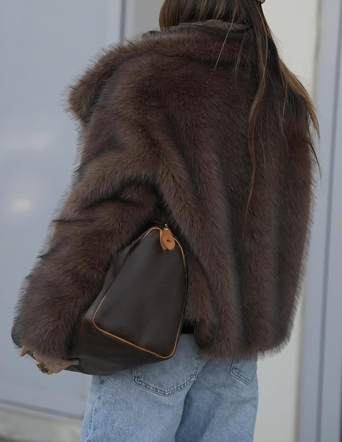 ZESICA Women's Winter Faux Fur Coats Fluffy Jacket 2026 Trendy Long Sleeve Lapel Shaggy Warm Outerwear with Pockets - Image 3