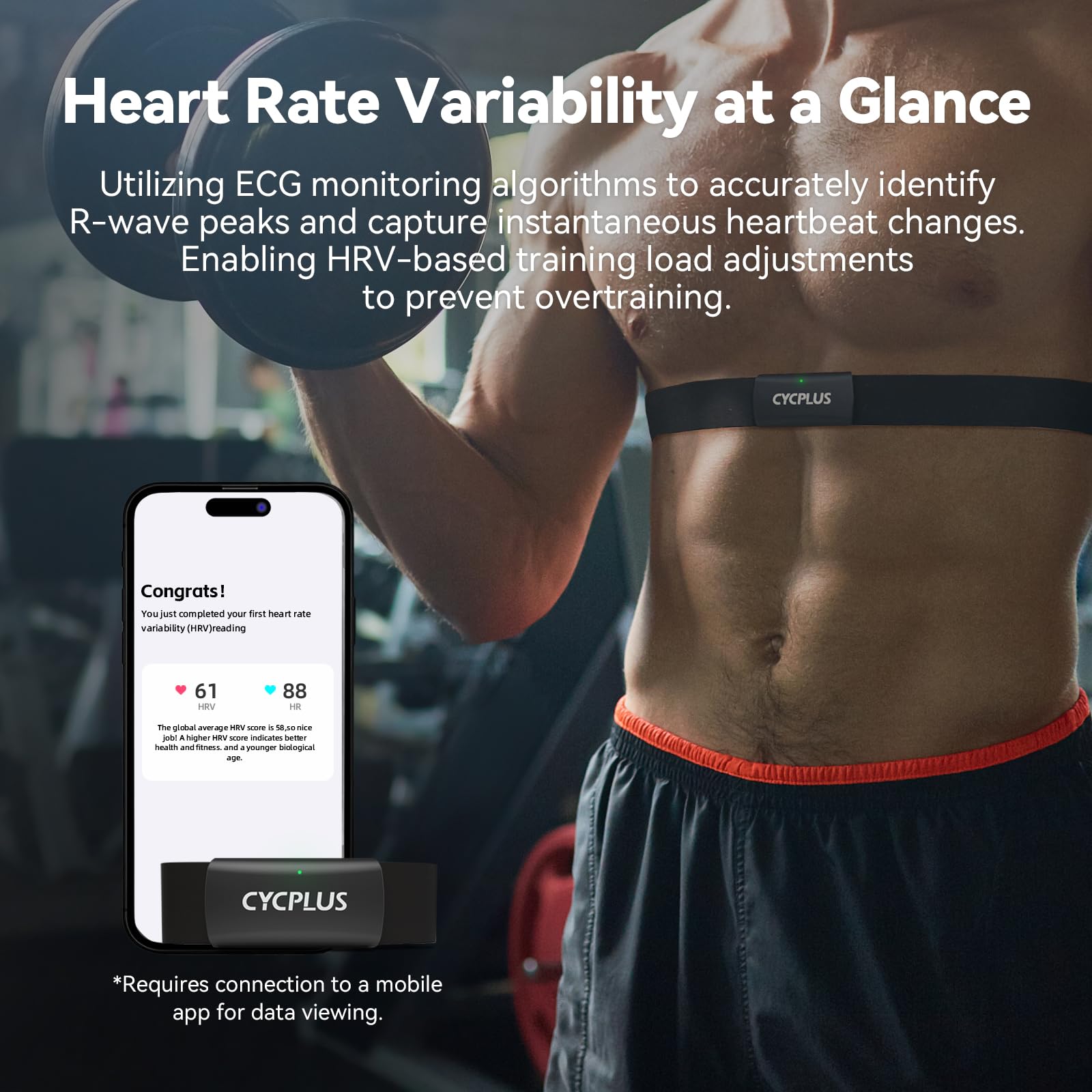 CYCPLUS H2Pro - Ceinture Cardio Fréquencemètre de Poitrine Bluetooth/Ant+ avec 500h d'autonomie, IPX7 Étanche et Anti-Poussière, Compatible avec Strava/Cycplus Fit App