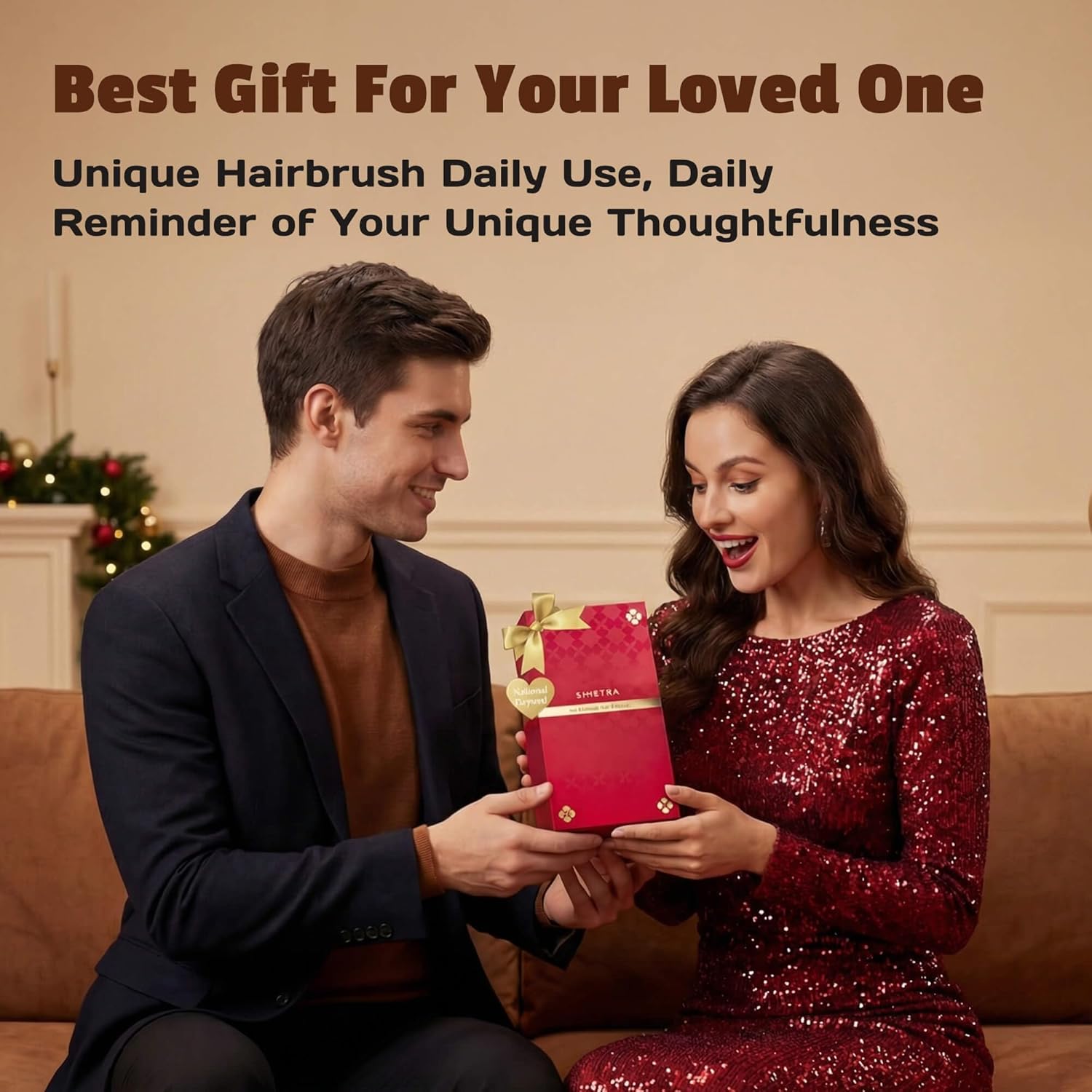 SIMETRA Lucky Hair Brush for Women & Men, 14K Gold Plated Wet Brush Detangling Brush for All Hair Types, Natural Crystal Inlay Boar Bristle Hair brush, Curly Detangler HairBrush for Scalp Massage Gift - Image 4