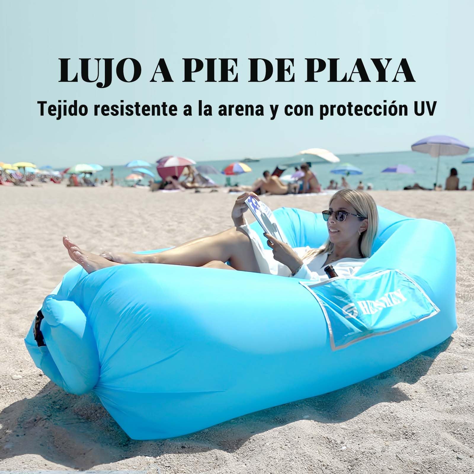 Tumbona Hinchable, Impermeable, antifugas de Aire, con Embalaje portátil, sofá Inflable y Silla de Aire para Viajes, acampadas, Senderismo y Fiestas en la Playa