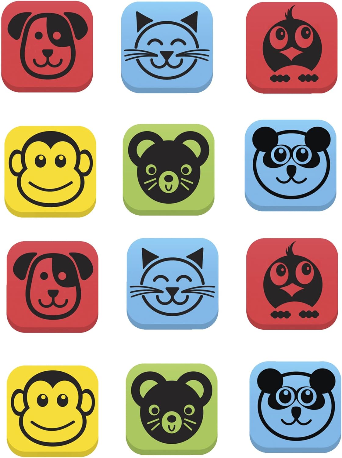 Flipside Products Magnetic Dry Erase Chalkboard Animal Student Erasers, Small, School, Home, Cleansers For Classroom, Pack of 36