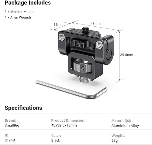 Miniatura 8 de SMALLRIG Soporte de soporte EVF para monitor con pasadores de localización para ARRI Standard - 2174