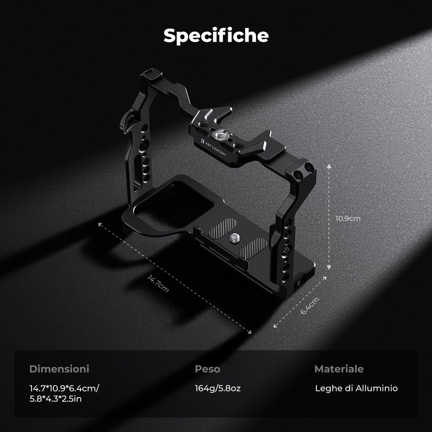 K&F CONCEPT Alpha 7 III/7 IV/7 Ⅴ/7R III/7R Ⅴ Cage, Gabbia per Fotocamera per Sony Alpha 7 III/7 IV/7 Ⅴ/7R III/7R Ⅴ con Piastra a Sgancio Rapido Integrata per Arca, Guida NATO, Filettature da 3/8“