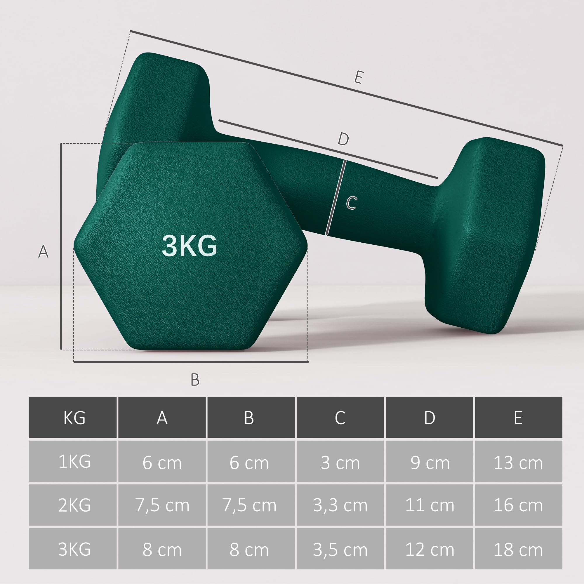 SPORTNOW Hanteln Set 6 Kurzhanteln mit Klappbarem Hantelständer, 2 x 1/2/3/4/5kg Hexagon-Hanteln, Kugelhantel für Fitness, Gymnastik, Zuhause