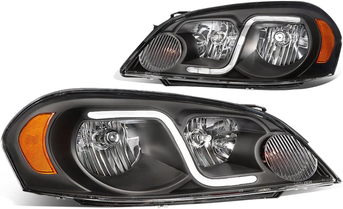 DNA Motoring HL-OH-CI06-BK-CL1 Black Housing Headlights Compatible with 06-13 Impala