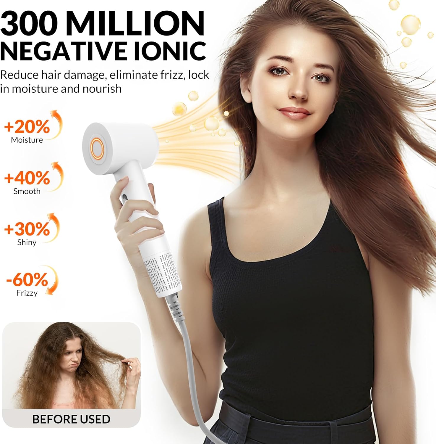 Hair Dryer, 112000 RPM High Speed Brushless Motor Blow Dryer with Diffuser for Fast Drying, 300M Ionic Hair Dryers for Men & Women, Professional Quiet Travel Hair Dryer, Lightweight Portable Mini