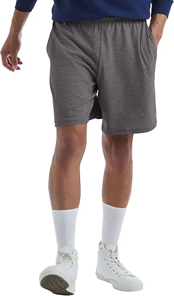Hanes Mens Jersey Cotton With Pocket Workout-and-training-shorts, Charcoal Heather, 3X-Large US