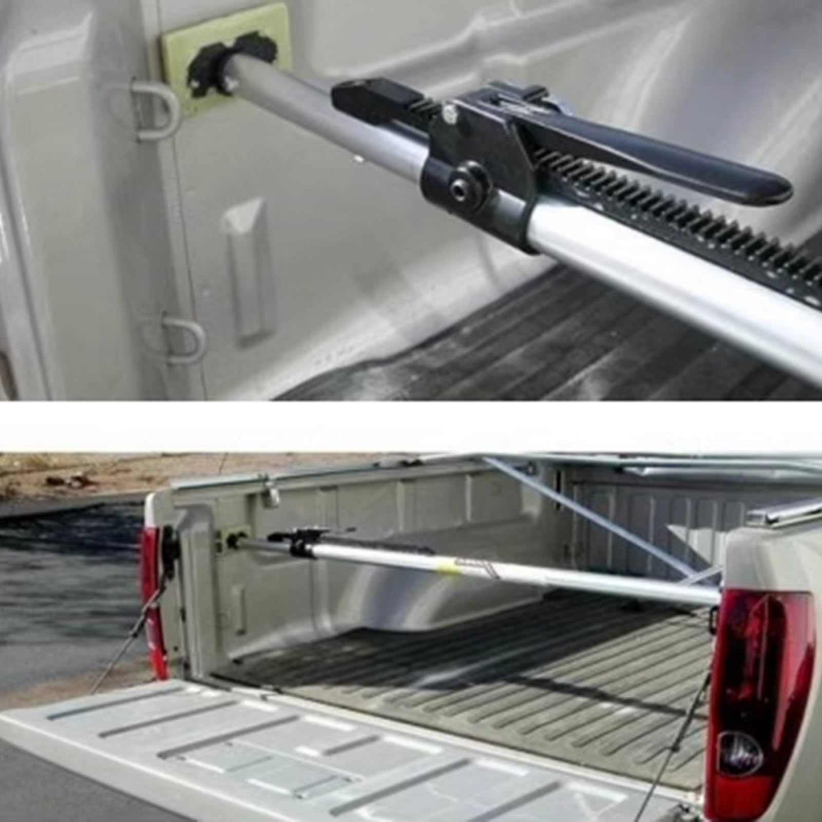 Verstellbare Ladungssicherungsstange mit Ratschenmechanismus für Pickup-Ladeflächen, 130–190 cm (51,2–74,8 Zoll) lange Ratschenstange mit Antirutschpolster, 6-teiliges Set für Kastenanhänger