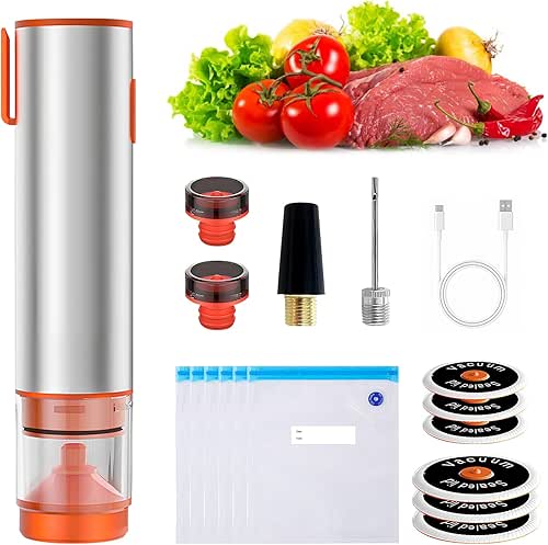 Longzhuo Compact Vacuum Sealer for Food, 6 Reusable Bags(10.23"x11.02") -