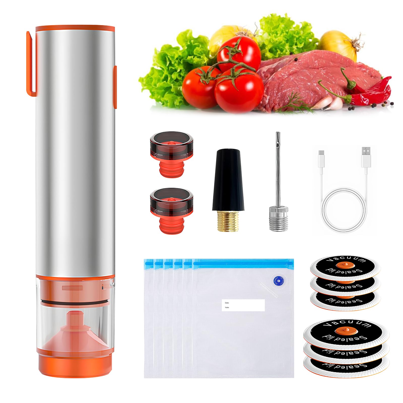 Machine à emballer sous vide électrique portable avec sacs réutilisables pour aliments