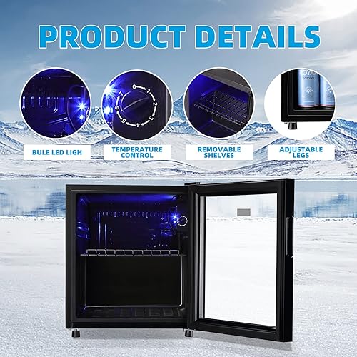 Miniatura 6 de WANAI Mini refrigerador de 60 latas, refrigerador de bebidas, puerta de vidrio, enfriador de bebidas para cervezas, exprimidor de vino, estantes