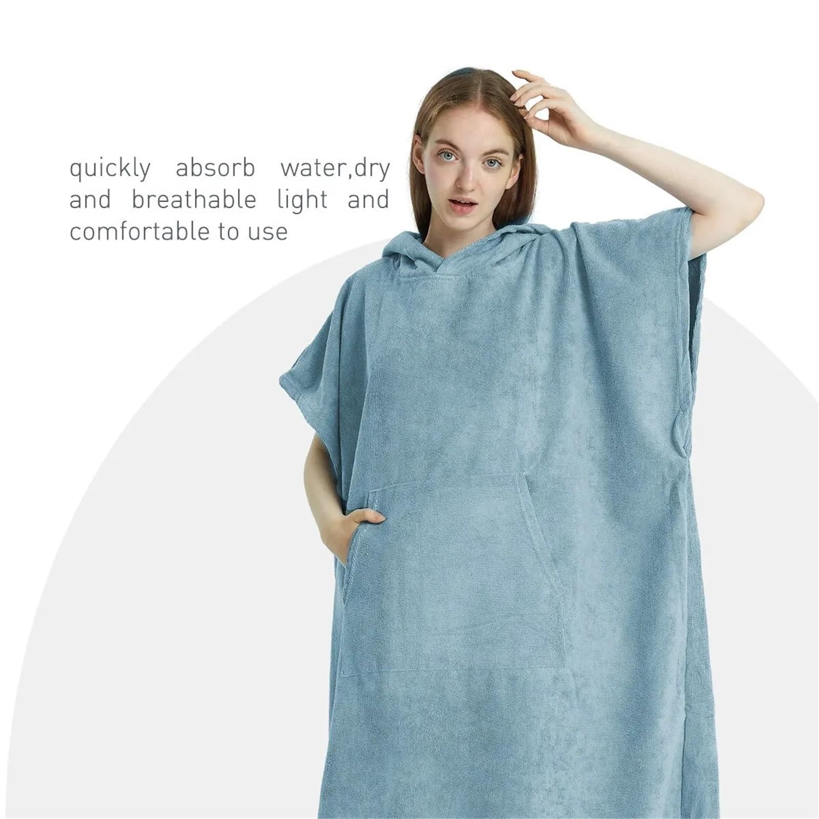 Poncho asciugamano da surf, ad asciugatura rapida, con cappuccio, accappatoio spiaggia in microfibra, poncho for cambiarsi, costume bagno for adulti Poncho da Spiaggia(Light Grey)