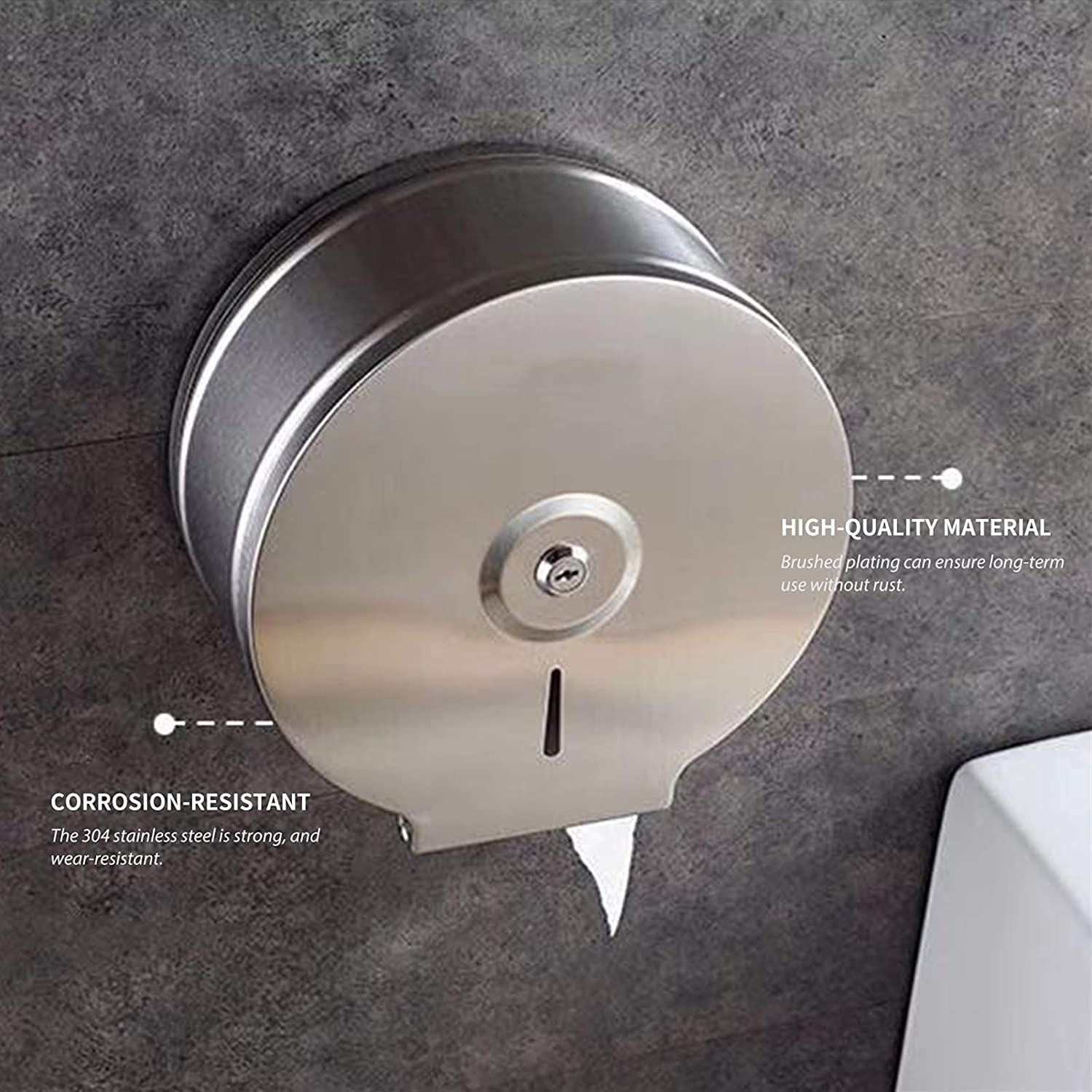 BKEKM Dispenser Salviette Dispenser di Asciugamani di Carta in Acciaio Inossidabile Dispenser di Asciugamani di Carta Commerciale a Parete Porta Asciugamani di Carta Impermeabili Moda