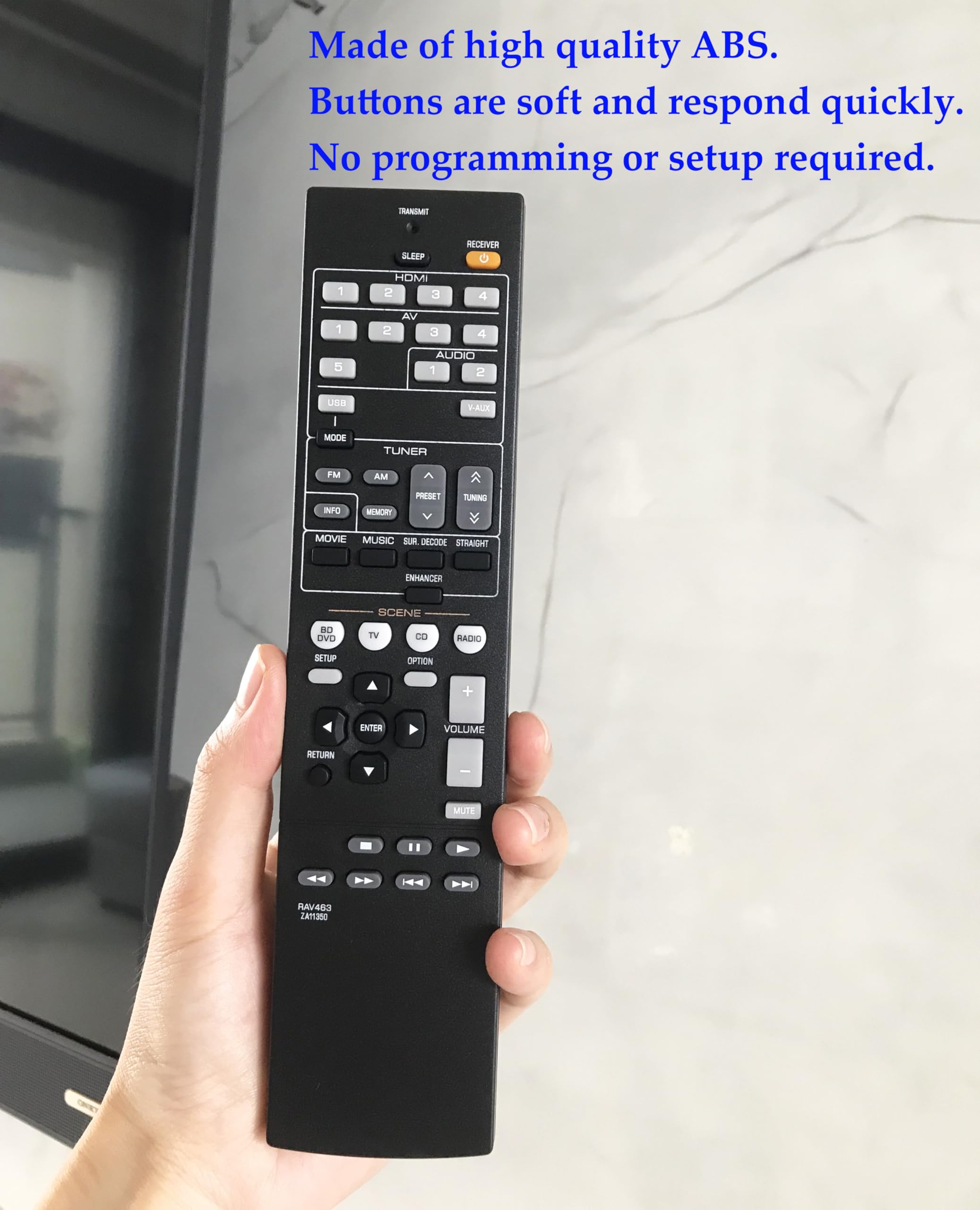 Telecomando Sostitutivo AULCMEET RAV463 Per Yamaha HTR-3065, 3066, RX-V373, YHT-397, YHT-399, YHT-497, 10m Di Portata