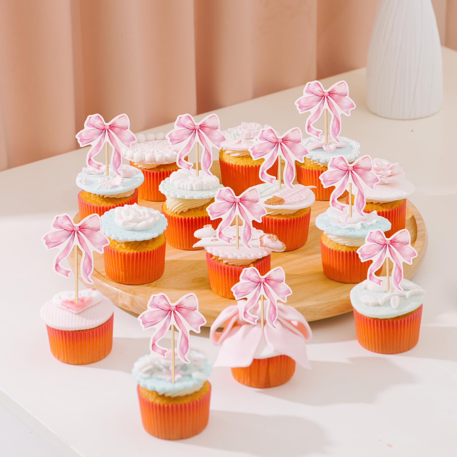 52 Stück Rosa Schleifen-Kuchenaufsätze Mit Glitzer – Perfekt Für Torten, Cupcakes & Geschenke Zu Geburtstag, Hochzeit & Babyparty