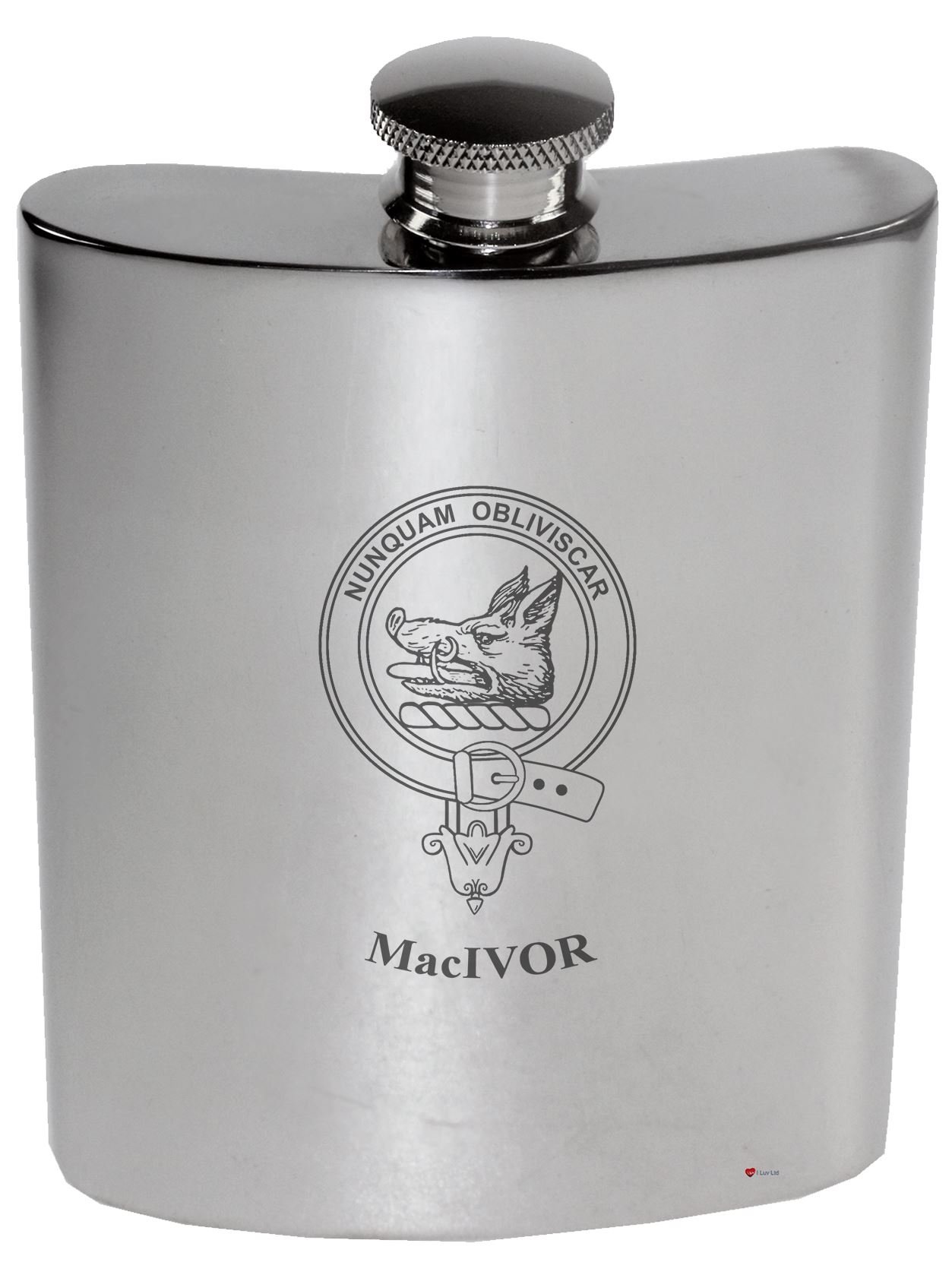 Fiole de rein MacIvor en étain 6 oz pour vos randonnées et soirées