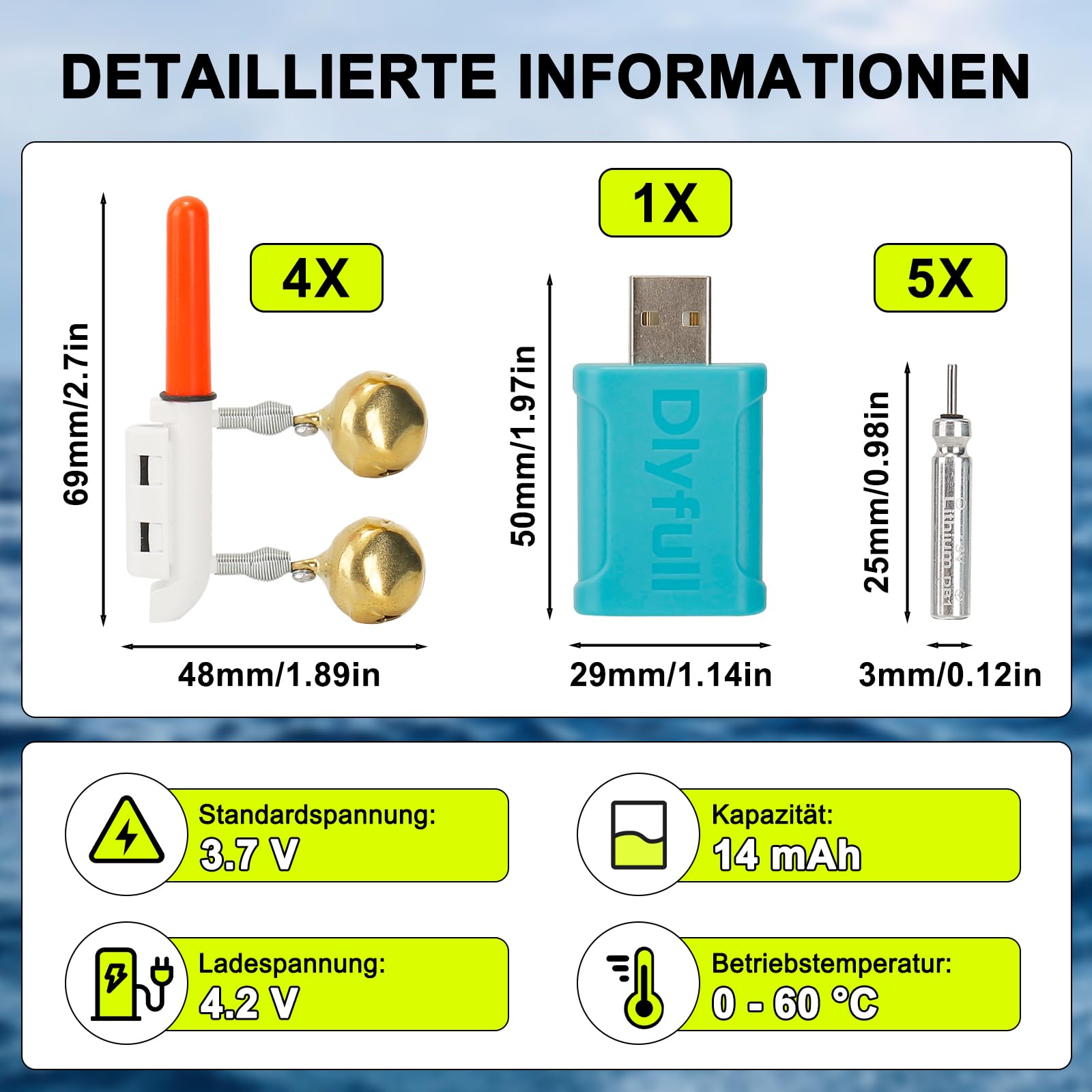 Campane Allarme Pesca A LED Con Luce Notturna - Indicatore Morso Per Canna | Pesca Notturna - Foto 3
