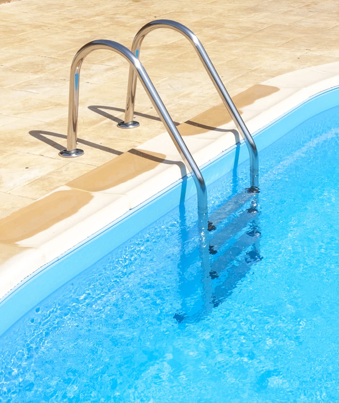 Gre 40272 - Escalera de Seguridad para Piscinas Enterradas - Acero Inoxidable, Peldaños Antideslizantes y Sistema de Protección Infantil